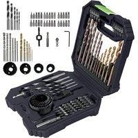 Drill Bit Set High Grade Steel DIY Metal Wood Masonry Screwdriver bits 56pc