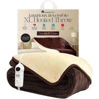 Electric Heated Throw Chocolate & Cream Fleece Blanket 200 X 130cm