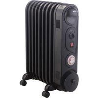 Black Electric Oil Filled Radiator with Thermostat & 24 Hour Timer 2KW