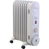White Electric Oil Filled Radiator with Thermostat & 24 Hour Timer 2KW
