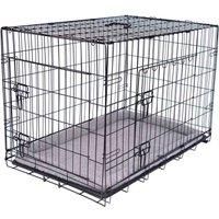 Pretty Pooch Dog Crate Puppy Cat Pet Training Cage Medium Carrier Metal Folding with Tray Double Door and Bed (Medium - 30 Inch)