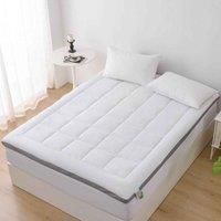 GlamHaus Mattress Topper Memory Foam Thick Box Stitched Cushioned Cotton Bed Topper Anti Allergy Resistant Oeko Tex 100 and Silvadur Standard with Fitted Skirt (Double 190 x 135cm)