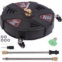 Pro-Kleen Pressure Washer Surface Patio Cleaner Karcher Compatible, Attachment Cleaning for Driveways, Patios, Extra 1/4" Quick Connect Nozzle, 2 Extension Wands (13" Plastic Patio Cleaner)