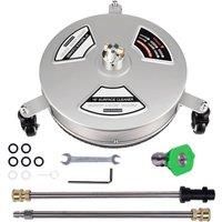 Pro-Kleen Pressure Washer Surface Patio Cleaner Karcher Compatible, Attachment Cleaning for Driveways, Patios, Extra 1/4" Quick Connect Nozzle, 2 Extension Wands (16" Stainless Steel Patio Cleaner)