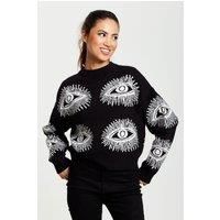 Eye Pattern Jumper In Black