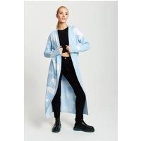 Cloud Pattern Longline Cardigan In Light Blue