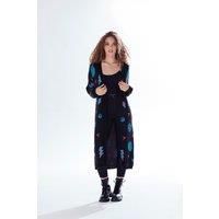 Cosmic Pattern Open Front Cardigan In Black, Turquoise & Orange