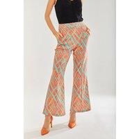 Orange Scribble Flare Trousers