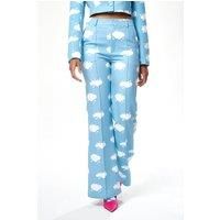 Cloud Print Suit Trousers in Blue