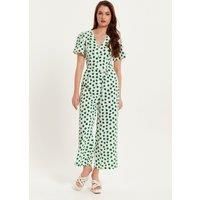 Green Polka Dot Jumpsuit in White