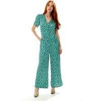 Stroke Print Jumpsuit in Green