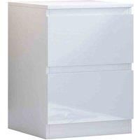 2 Drawer High Gloss White Bedside Chest - Stora