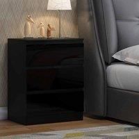 FWStyle Black Gloss 3 Drawer Chest of Drawers Bedside Cabinet Scandinavian Style Bedroom Furniture
