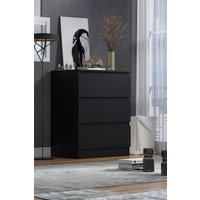 Fwstyle Matt Black 3 Drawer Chest Of Drawers
