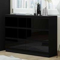 Modern 7 Drawer Black Gloss Merchant Chest Of Drawers, black