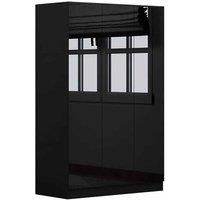 FWStyle High Gloss Black Scandinavian Style 3 Door Wardrobe