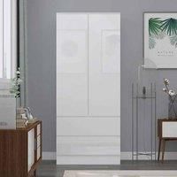 Scandinavian Modern 2 Door 2 Drawer Gloss White Combination Wardrobe No Handles