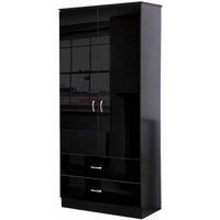 FWStyle FWStyl eBlack High Gloss 2 Door Drawer Combination Wardrobe