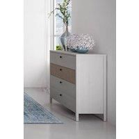 Fwstyle Snowy Oak 4 Drawer Chest Of Drawers Textured Linen Effect 1 Drawer Front.