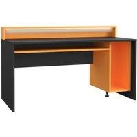 FWStyle 160Cm Wide Orange/Black Gaming Desk With Leds