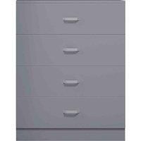 4 Drawer Chest Of Drawers Matt Grey Finish With Oak Top