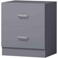 Bedside Cabinet 2 Drawer Matt Grey Metal T-Bar Handles Bedroom Furniture