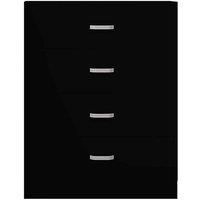 Matt Black Tunis 4 Drawer Chest Of Drawers Sideboard with Metal T-Bar Handles