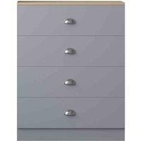 Fwstyle Esher 4 Drawer Chest Of Drawer Matt Grey Oak Top & Cup Handles