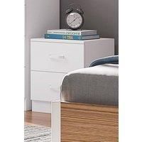 Bedside Table 2 Drawer Matt White