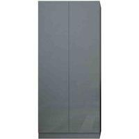 FWStyle 2 door double wardrobe in grey with grey gloss doors.