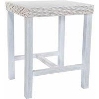 Solid Reclaimed Pine White Wash Bar Table Rattan Detailing