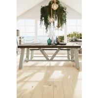 FWStyle Reclaimed Pine Large 200cm Dining Table in a Rustic Farmhouse Driftwood and Truffle Finish.