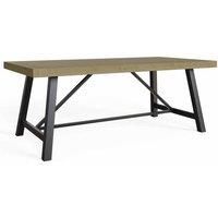 2m Solid Pine Dining Table Fixed Top Industrial Driftwood Finish