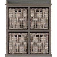 Kubu Rattan 4 Drawer Storage Unit Handmade Ready Assembled Mahogany Frame