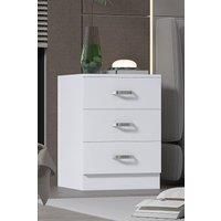 FWStyle 3 drawer matt white bedroom chest bedside table furniture. W40 x D40 x H56cm.