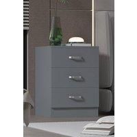 Tunis 3 Drawer Bedside Chest - Matte Grey, Grey