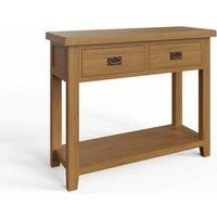 Solid Oak Natural Finish Console Table 2 Drawer Large