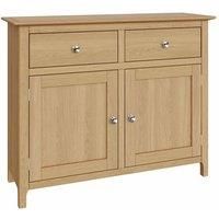2 Doors 2 Drawers Sideboard Natural Solid Oak Storage Cupboard