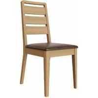 Natural Oak Veneer Pair Dining Chairs Ladder Back Design Cushioned