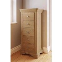 Natural Lacquered Oak 5 Drawer Chest Of Drawers Ready Assembled