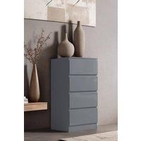 High Gloss Grey 4 Drawer Chest Of Drawers Bedside Furniture Bedroom Storage