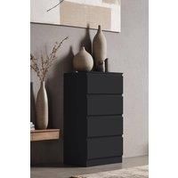 Matt Black 4 Drawer Chest Of Drawers Bedside Furniture Bedroom Storage