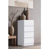 Matt White 4 Drawer Chest Of Drawers Bedside Furniture Bedroom Storage