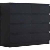 Modern 8 Drawer Chest & Sideboard Matt Black Living Room Hallway Furniture