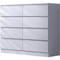 Chest Of Drawers Matt White 8 Deep Drawer Handle Less Sideboard Furniture