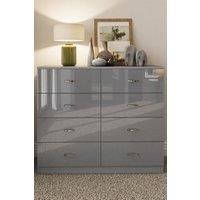 Grey Gloss 8 Drawer Chest of Drawers Matt Frame Large Wide Bedroom Furniture