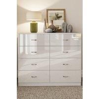 White Gloss 8 Drawer Chest of Drawers Bedroom Furniture Matt White Frame