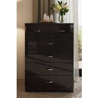 6 Drawer (4+2) Chest of Drawers Modern Bedroom Furniture Gloss Black Matt Frame