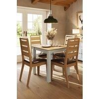 Painted Oak Square Dining Table Set 4 Chairs Compact White Finish