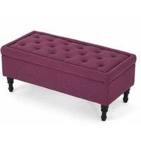 FWStyle Dark Fuchsia Fabric Ottoman Storage Bench.Buttoned Padded Seat. W103.5 x D48.9 x H43.8cm